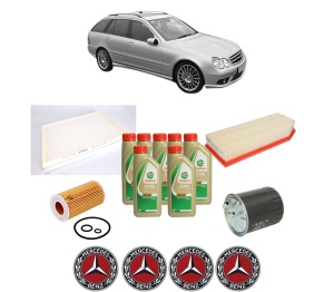 Set Pachet filtre revizie Bosch, 7 litrii ulei Castrol 5W40 MERCEDES-BENZ C-CLASS T-Model (S203) C 220 CDI (203.206, 203.208) din 2001-2007, 4x Stickere auto cu MERCEDES-BENZ - Img 2