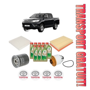 Set Pachet filtre revizie Bosch, 8 litrii ulei Castrol 0W20 TOYOTA HILUX VIII Pickup (_N1_) 2.8 TD 4WD (GUN126) din 2020, 4x Stickere auto cu TOYOTA