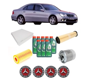 Set Pachet filtre revizie Bosch, 8 litrii ulei Castrol 10W40 MERCEDES-BENZ E-CLASS (W211) E 280 CDI (211.023) din 2004-2008, 4x Stickere auto cu MERCEDES-BENZ - Img 2