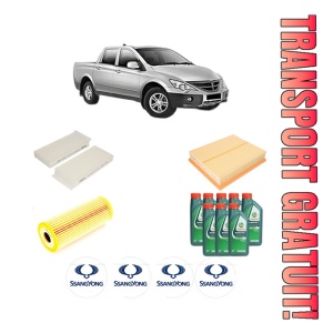 Set Pachet filtre revizie Bosch, 8 litrii ulei Castrol 10W40 SSANGYONG Actyon SPORTS I (QJ) 2.3 4WD din 2011, 4x Stickere auto cu SSANGYONG