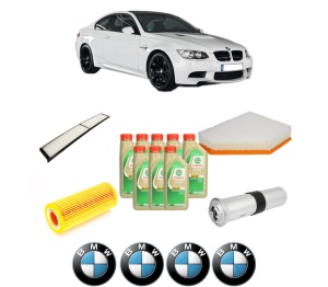 Set Pachet filtre revizie Bosch, 8 litrii ulei Castrol 5W30 BMW Seria 3 Coupe (E92) 335 d din 2006-2013, 4x Stickere auto cu BMW - Img 2
