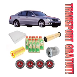Set Pachet filtre revizie Bosch, 8 litrii ulei Castrol 5W30 MERCEDES-BENZ E-CLASS (W211) E 280 CDI (211.023) din 2004-2008, 4x Stickere auto cu MERCEDES-BENZ