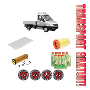 Set Pachet filtre revizie Bosch, 8 litrii ulei Castrol 5W30 MERCEDES-BENZ SPRINTER 5-t Platform/Chassis (B906) 516 NGT (906.153, 906.155, 906.253, 906.255) din 2008-2018, 4x Stickere auto cu MERCEDES-BENZ