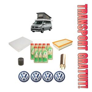 Set Pachet filtre revizie Bosch, 8 litrii ulei Castrol 5W30 Volkswagen CALIFORNIA T6 Camper (SGC, SGG, SHC) 2.0 TDI 4motion din 2015-2019, 4x Stickere auto cu Volkswagen