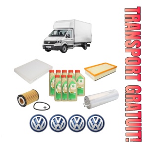 Set Pachet filtre revizie Bosch, 8 litrii ulei Castrol 5W30 Volkswagen TRANSPORTER T6 Van (SGA, SGH, SHA, SHH) 2.0 TDI din 2016-2019, 4x Stickere auto cu Volkswagen