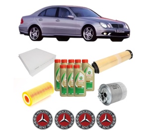 Set Pachet filtre revizie Bosch, 8 litrii ulei Castrol 5W40 MERCEDES-BENZ E-CLASS (W211) E 320 CDI (211.026) din 2002-2008, 4x Stickere auto cu MERCEDES-BENZ - Img 2