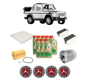 Set Pachet filtre revizie Bosch, 8 litrii ulei Castrol 5W40 MERCEDES-BENZ G-CLASS Cabrio (W463) G 350 CDI (463.306) din 2009-2011, 4x Stickere auto cu MERCEDES-BENZ - Img 2