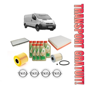 Set Pachet filtre revizie Bosch, 8 litrii ulei Castrol 5W40 OPEL VIVARO A Van (X83) 2.5 DTI (F7) din 2003-2010, 4x Stickere auto cu OPEL