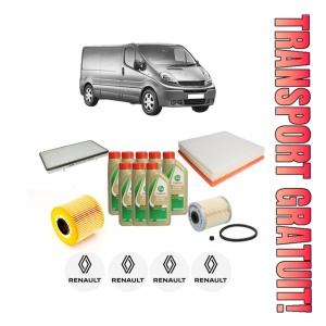 Set Pachet filtre revizie Bosch, 8 litrii ulei Castrol 5W40 RENAULT TRAFIC II Van (FL) 2.5 dCi 135 (FL0D) din 2003-2006, 4x Stickere auto cu RENAULT