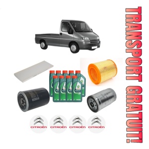 Set Pachet filtre revizie Bosch, 9 litrii ulei Castrol 10W40 CITROEN JUMPER I Platform/Chassis (230) 2.5 D 4x4 din 2000-2002, 4x Stickere auto cu CITROEN