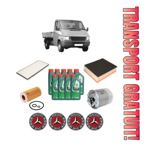 Set Pachet filtre revizie Bosch, 9 litrii ulei Castrol 10W40 MERCEDES-BENZ SPRINTER 2-t Platform/Chassis (B901, B902) 216 CDI (902.611, 902.612, 902.621, 902.622) din 2000-2006, 4x Stickere auto cu MERCEDES-BENZ