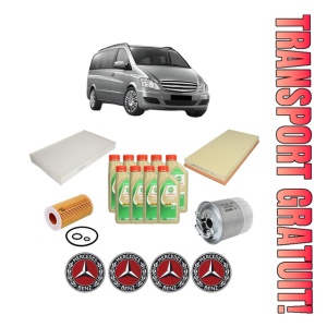 Set Pachet filtre revizie Bosch, 9 litrii ulei Castrol 5W30 MERCEDES-BENZ VIANO (W639) CDI 2.2 4-matic (639.711, 639.713, 639.811, 639.813,... din 2005, 4x Stickere auto cu MERCEDES-BENZ