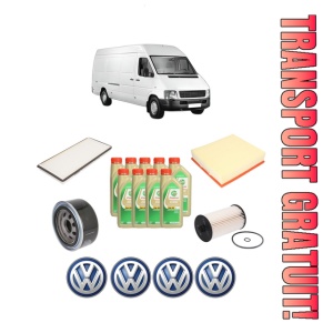 Set Pachet filtre revizie Bosch, 9 litrii ulei Castrol 5W30 Volkswagen LT 28-46 II Van (2DA, 2DD, 2DH) 2.8 TDI din 2002-2006, 4x Stickere auto cu Volkswagen