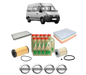Set Pachet filtre revizie Bosch, 9 litrii ulei Castrol 5W40 NISSAN INTERSTAR Van (X70) dCi 100 din 2003-2006, 4x Stickere auto cu NISSAN - Img 2