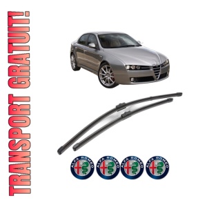 Set stergatoare ALFA ROMEO 159 (939_) din 2005-2012, pentru parbriz auto, 2 bucati, Valeo Silencio Xtrm, din cauciuc siliconat rezistent, 4 Stickere Auto ALFA ROMEO