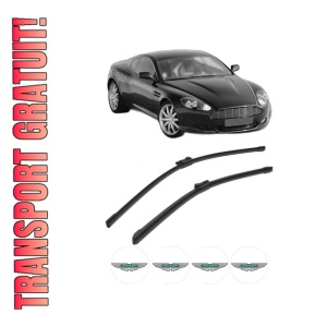 Set stergatoare ASTON MARTIN DB9 Vantage din 2008-2016, pentru parbriz auto, 2 bucati, Bosch Aerotwin, din cauciuc siliconat rezistent, 4 Stickere Auto ASTON MARTIN