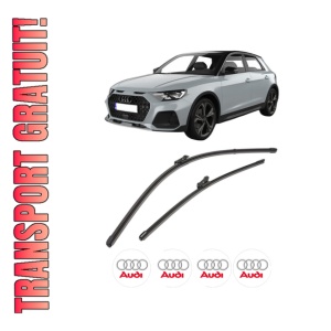 Set stergatoare AUDI A1 Allstreet (GBH) din 2022-2024, pentru parbriz auto, 2 bucati, Valeo Silencio Xtrm, din cauciuc siliconat rezistent, 4 Stickere Auto AUDI