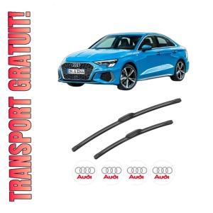 Set stergatoare AUDI A3 Limousine (8YS, 8YM) din 2020-2024, pentru parbriz auto, 2 bucati, Bosch Aerotwin, din cauciuc siliconat rezistent, 4 Stickere Auto AUDI