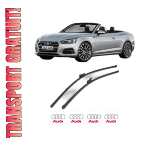 Set stergatoare AUDI A5 Convertible (F57, F5E) din 2016-2020, pentru parbriz auto, 2 bucati, Valeo Silencio Xtrm, din cauciuc siliconat rezistent, 4 Stickere Auto AUDI