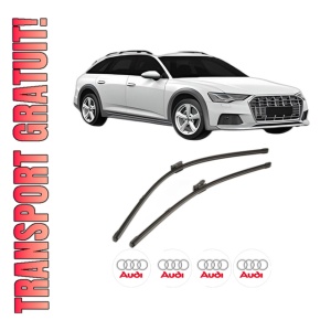 Set stergatoare AUDI A6 Allroad C8 (4AH) din 2018-2021, pentru parbriz auto, 2 bucati, Valeo Silencio Xtrm, din cauciuc siliconat rezistent, 4 Stickere Auto AUDI