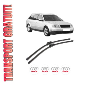 Set stergatoare AUDI A6 C5 Avant (4B5, 4B6) din 1997-2005, pentru parbriz auto, 2 bucati, Valeo Silencio Xtrm, din cauciuc siliconat rezistent, 4 Stickere Auto AUDI