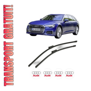 Set stergatoare AUDI A6 C8 Avant (4A5) din 2018-2023, pentru parbriz auto, 2 bucati, Bosch Aerotwin, din cauciuc siliconat rezistent, 4 Stickere Auto AUDI