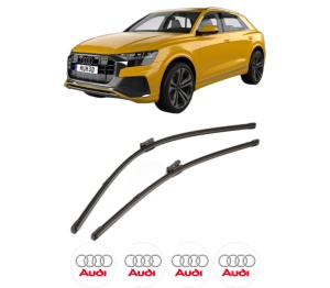 Set stergatoare AUDI Q8 (4MN, 4MT) din 2018-2020, pentru parbriz auto, 2 bucati, Valeo Silencio Xtrm, din cauciuc siliconat rezistent, 4 Stickere Auto AUDI v35568