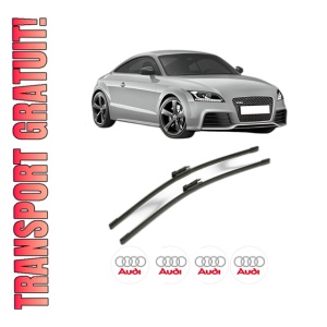 Set stergatoare AUDI TT (8J3) din 2006-2014, pentru parbriz auto, 2 bucati, Bosch Aerotwin, din cauciuc siliconat rezistent, 4 Stickere Auto AUDI