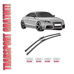 Set stergatoare AUDI TT (8J3) din 2006-2014, pentru parbriz auto, 2 bucati, Valeo Silencio Xtrm, din cauciuc siliconat rezistent, 4 Stickere Auto AUDI