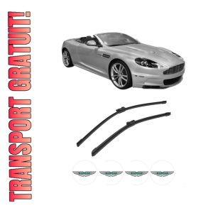 Set stergatoare auto ASTON MARTIN DBS Volante din 2007, pentru parbriz auto, 2 bucati, Bosch Aerotwin, din cauciuc siliconat rezistent, 4 Stickere Auto ASTON MARTIN