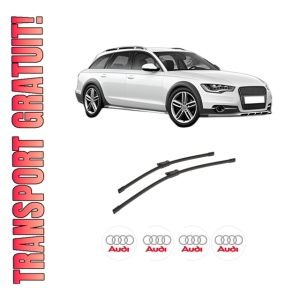 Set stergatoare auto AUDI A4 Allroad B8 (8KH) din 2009-2016, pentru parbriz auto, 2 bucati, Bosch Aerotwin, din cauciuc siliconat rezistent, 4 Stickere Auto AUDI