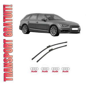 Set stergatoare auto AUDI A4 B9 Avant (8W5, 8WD) din 2015-2021, pentru parbriz auto, 2 bucati, Bosch Aerotwin, din cauciuc siliconat rezistent, 4 Stickere Auto AUDI