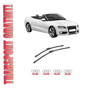 Set stergatoare auto AUDI A5 Convertible (8F7) din 2009-2017, pentru parbriz auto, 2 bucati, Bosch Aerotwin, din cauciuc siliconat rezistent, 4 Stickere Auto AUDI