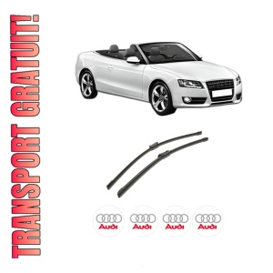 Set stergatoare auto AUDI A5 Convertible (8F7) din 2009-2017, pentru parbriz auto, 2 bucati, Bosch Aerotwin, din cauciuc siliconat rezistent, 4 Stickere Auto AUDI