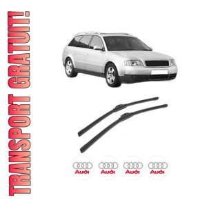Set stergatoare auto AUDI A6 C5 Avant (4B5, 4B6) din 1997-2005, pentru parbriz auto, 2 bucati, Bosch Aerotwin, din cauciuc siliconat rezistent, 4 Stickere Auto AUDI
