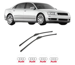 Set stergatoare auto AUDI A8 D3 (4E2, 4E8) din 2002-2010, pentru parbriz auto, 2 bucati, Bosch Aerotwin, din cauciuc siliconat rezistent, 4 Stickere Auto AUDI - Img 2