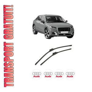 Set stergatoare auto AUDI Q2 (GAB, GAG) din 2016-2021, pentru parbriz auto, 2 bucati, Bosch Aerotwin, din cauciuc siliconat rezistent, 4 Stickere Auto AUDI
