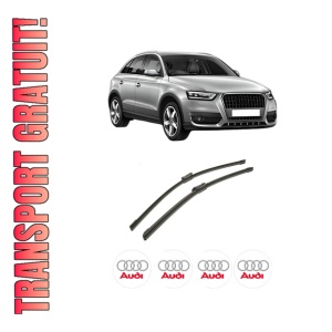Set stergatoare auto AUDI Q3 (8UB, 8UG) din 2011-2018, pentru parbriz auto, 2 bucati, Bosch Aerotwin, din cauciuc siliconat rezistent, 4 Stickere Auto AUDI
