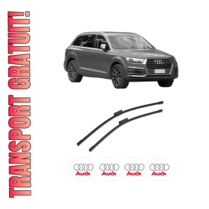 Set stergatoare auto AUDI Q7 (4MB, 4MG, 4MQ) din 2015-2020, pentru parbriz auto, 2 bucati, Bosch Aerotwin, din cauciuc siliconat rezistent, 4 Stickere Auto AUDI