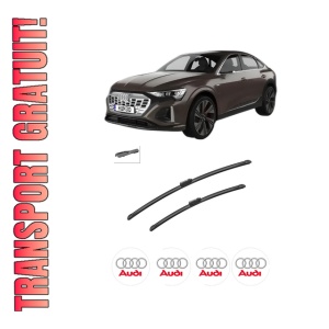 Set stergatoare auto AUDI Q8 E-TRON Sportback (GET) din 2022, pentru parbriz auto, 2 bucati, Bosch Aerotwin, din cauciuc siliconat rezistent, 4 Stickere Auto AUDI