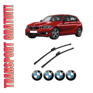 Set stergatoare auto BMW Seria 1 (F21) din 2011-2019, pentru parbriz auto, 2 bucati, Bosch Aerotwin Multi, din cauciuc siliconat rezistent, 4 Stickere Auto BMW Seria