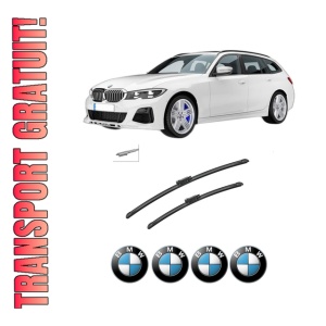 Set stergatoare auto BMW Seria 3 Touring (G21, G81) din 2019-2024, pentru parbriz auto, 2 bucati, Bosch Aerotwin, din cauciuc siliconat rezistent, 4 Stickere Auto BMW Seria