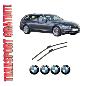 Set stergatoare auto BMW Seria 3 Touring Van (F31) din 2012-2019, pentru parbriz auto, 2 bucati, Bosch Aerotwin Multi, din cauciuc siliconat rezistent, 4 Stickere Auto BMW Seria
