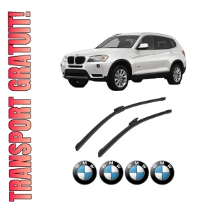 Set stergatoare auto BMW Seria X3 (F25) din 2010-2017, pentru parbriz auto, 2 bucati, Bosch Aerotwin Multi, din cauciuc siliconat rezistent, 4 Stickere Auto BMW Seria