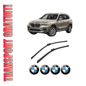 Set stergatoare auto BMW Seria X5 Van (G05) din 2019-2023, pentru parbriz auto, 2 bucati, Bosch Aerotwin, din cauciuc siliconat rezistent, 4 Stickere Auto BMW Seria