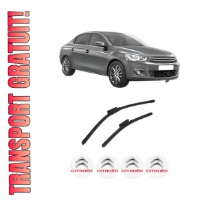 Set stergatoare auto CITROEN C-ELYSEE (DD_) din 2012-2018, pentru parbriz auto, 2 bucati, Bosch Aerotwin, din cauciuc siliconat rezistent, 4 Stickere Auto CITROEN