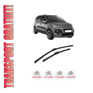 Set stergatoare auto CITROEN C3 PICASSO (SH_) din 2008-2017, pentru parbriz auto, 2 bucati, Bosch Aerotwin, din cauciuc siliconat rezistent, 4 Stickere Auto CITROEN