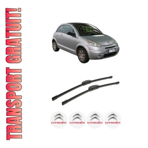 Set stergatoare auto CITROEN C3 Pluriel (HB_) din 2003-2004, pentru parbriz auto, 2 bucati, Bosch Aerotwin Retrofit, din cauciuc siliconat rezistent, 4 Stickere Auto CITROEN