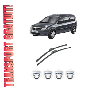 Set stergatoare auto DACIA LOGAN MCV (KS_) din 2007-2013, pentru parbriz auto, 2 bucati, Bosch Aerotwin Retrofit, din cauciuc siliconat rezistent, 4 Stickere Auto DACIA