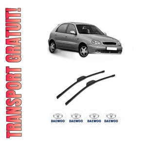 Set stergatoare auto DAEWOO LANOS (KLAT) din 1997, pentru parbriz auto, 2 bucati, Bosch Aerotwin Retrofit, din cauciuc siliconat rezistent, 4 Stickere Auto DAEWOO